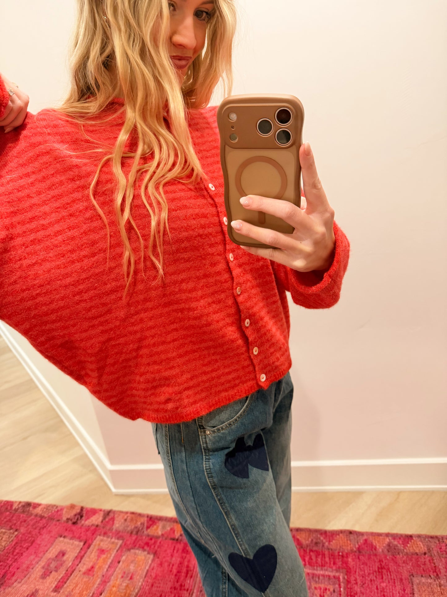 Pink & Red Cardi