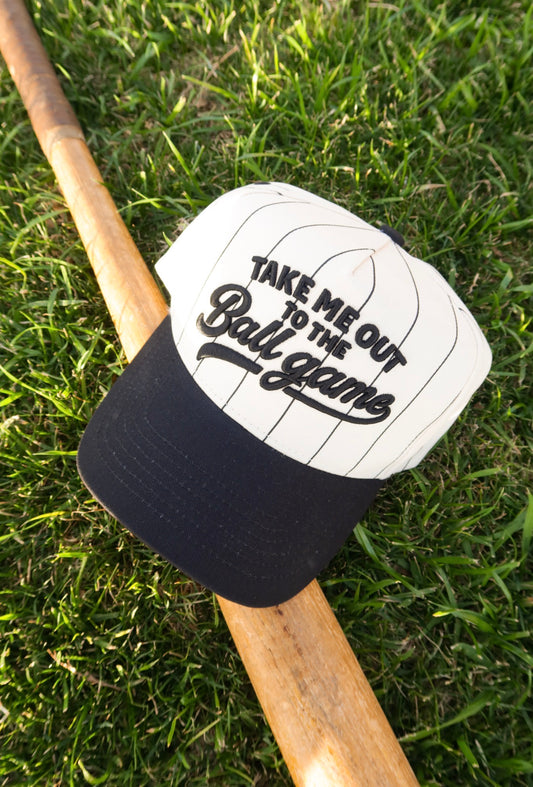 Take Me Out To the Ballgame Black Pinstripe Cap