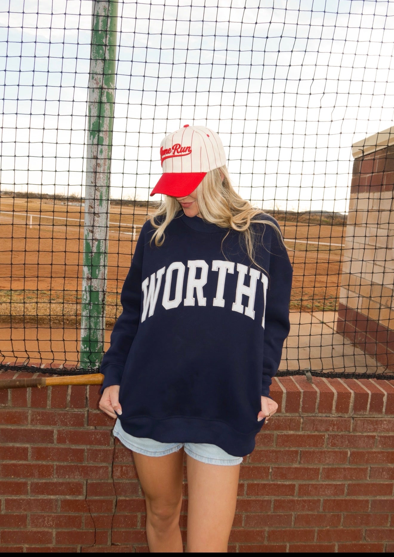 Navy/White Worthy Mock Neck