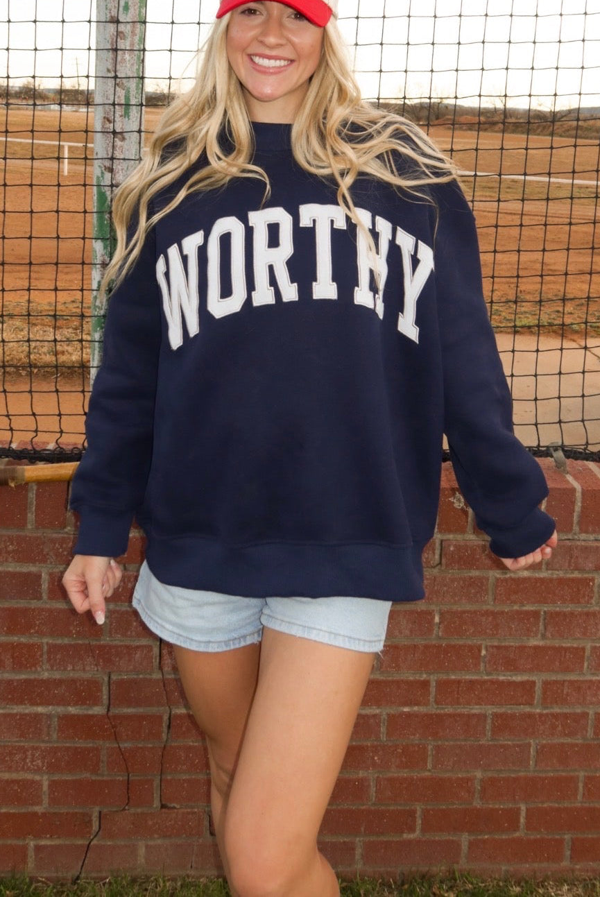 Navy/White Worthy Mock Neck