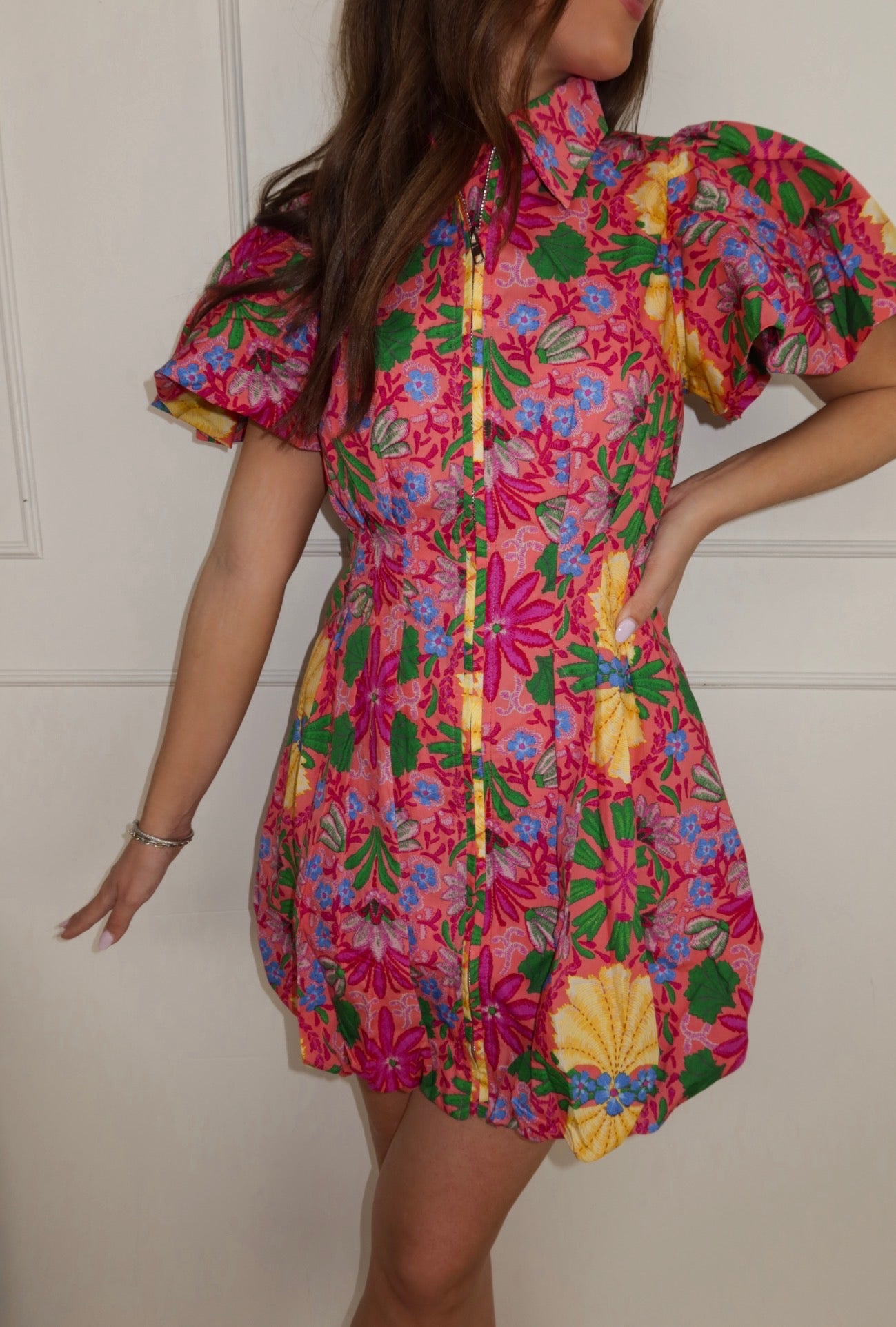 Floral Zip Mini Dress