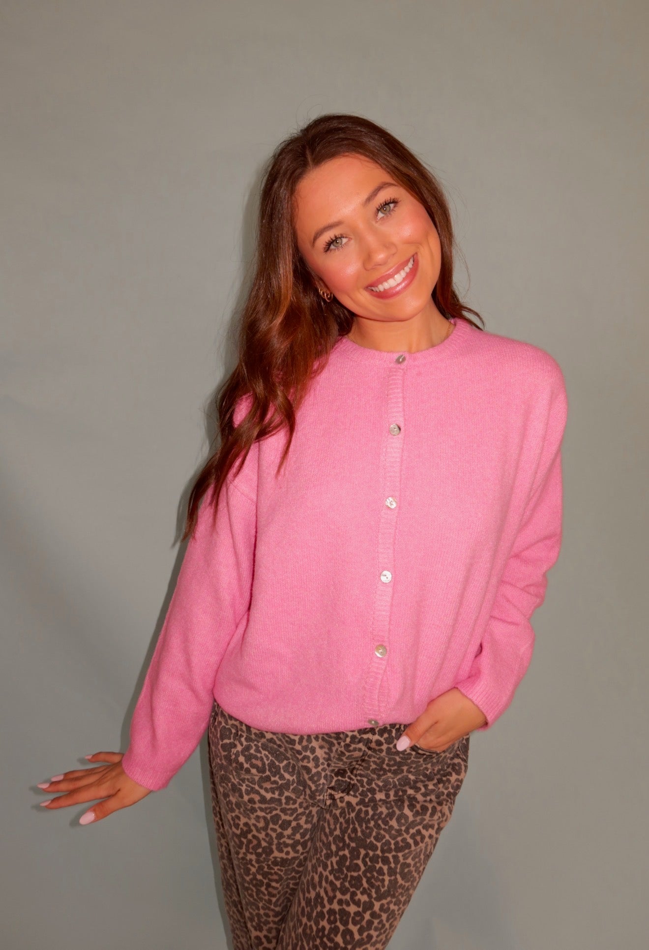Pink Button Cardi