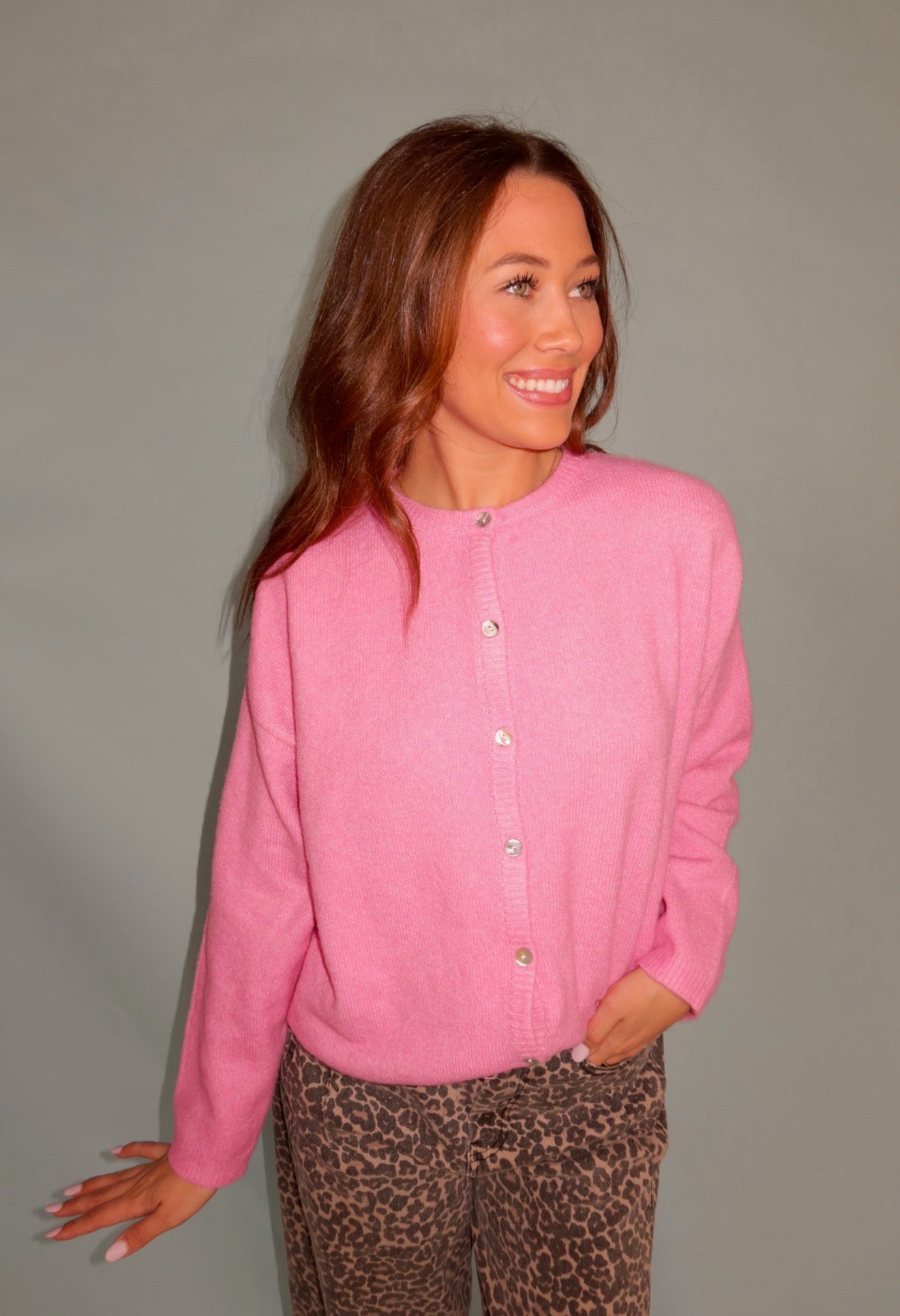 Pink Button Cardi
