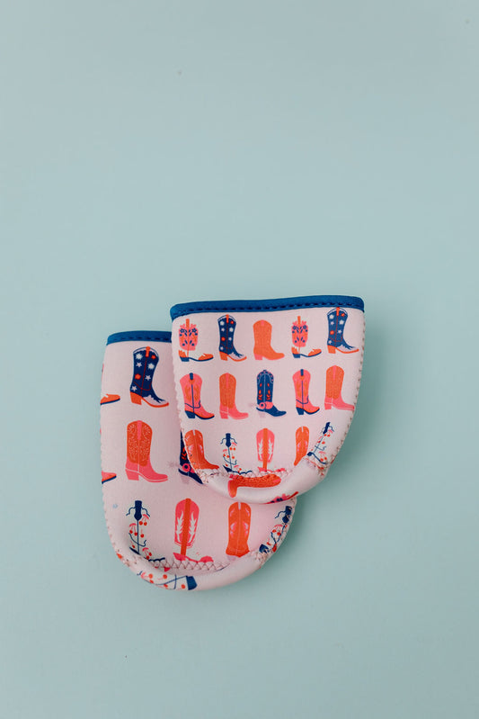 Pink & Blue Boots Coffee Coozie